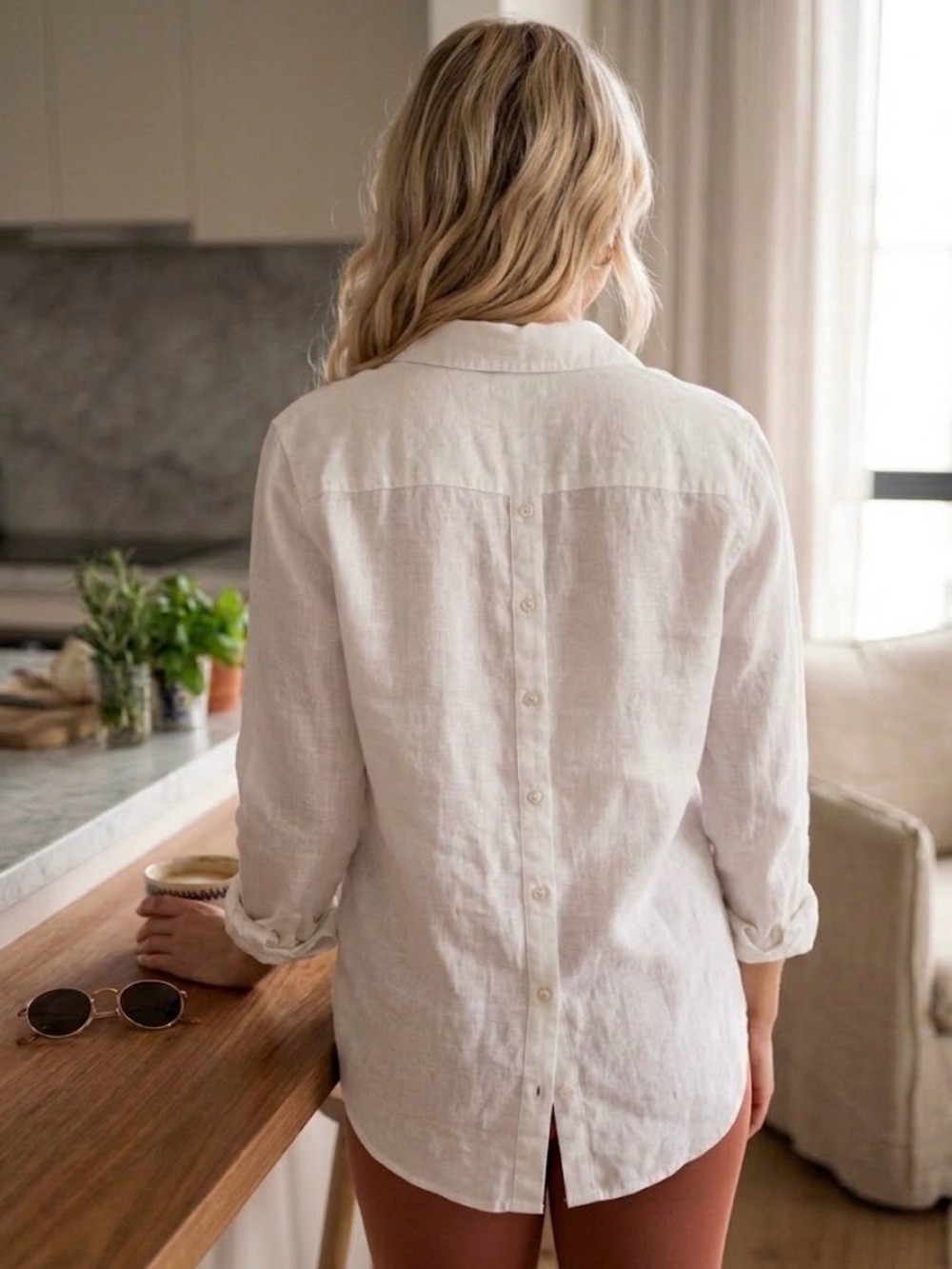 Sigrid Olsen Women’s Button-Back Linen Shirt - White